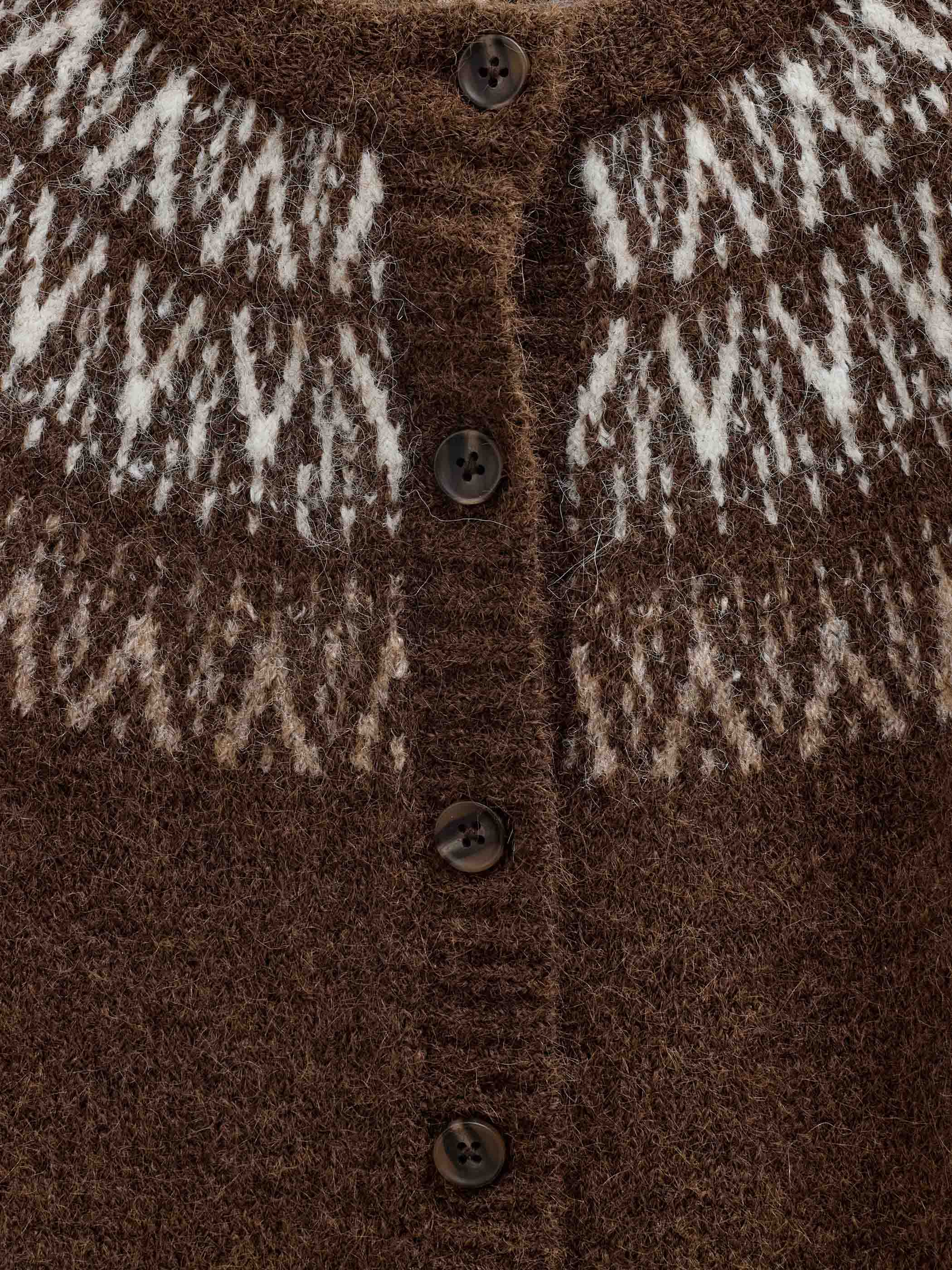 Jacquardstrikket cardigan Tween - Brown | 101524 Daniella