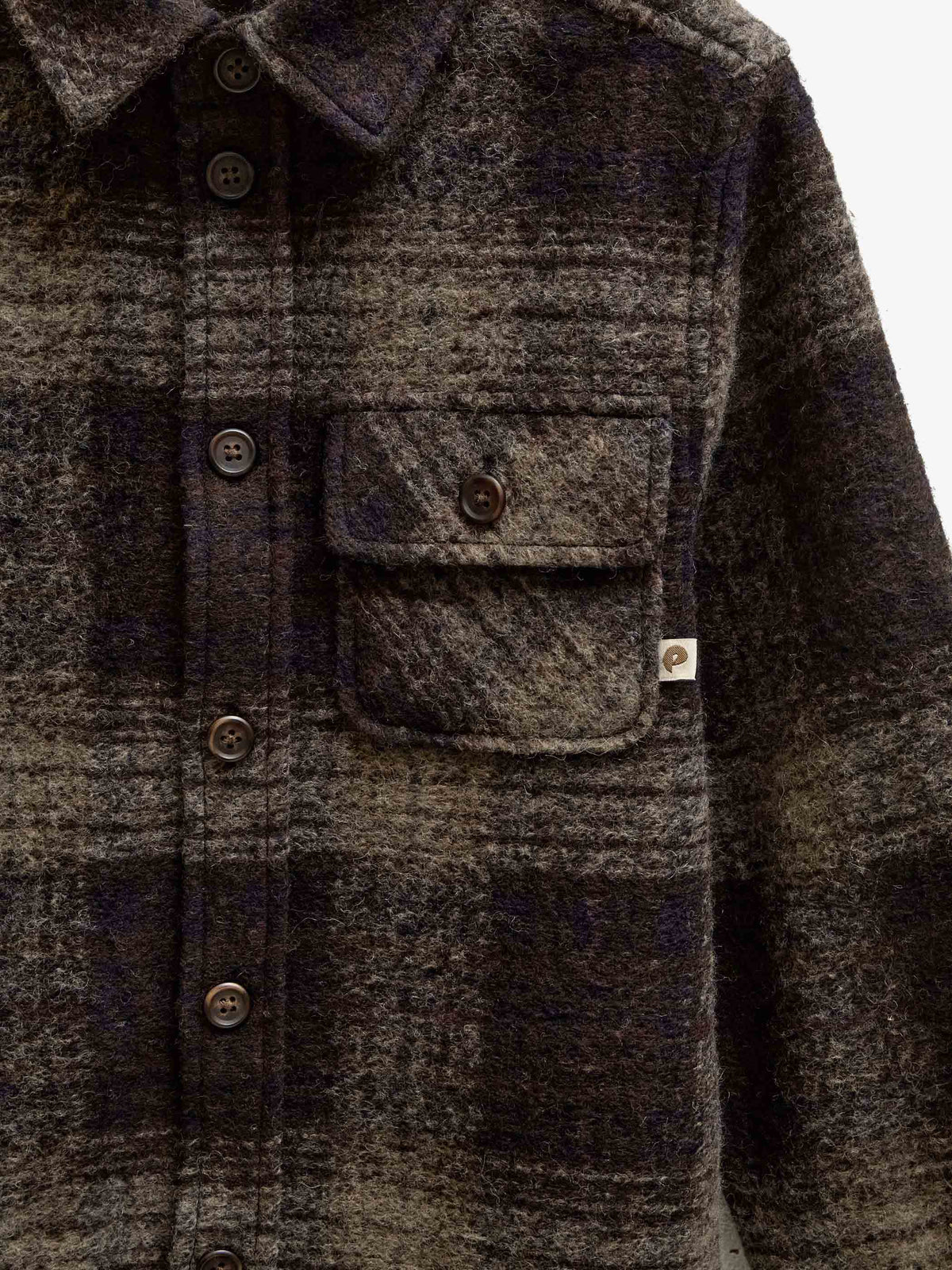 Ternet overshirt i børstet uldblanding Kids - Brown Check | 101525 Daxton