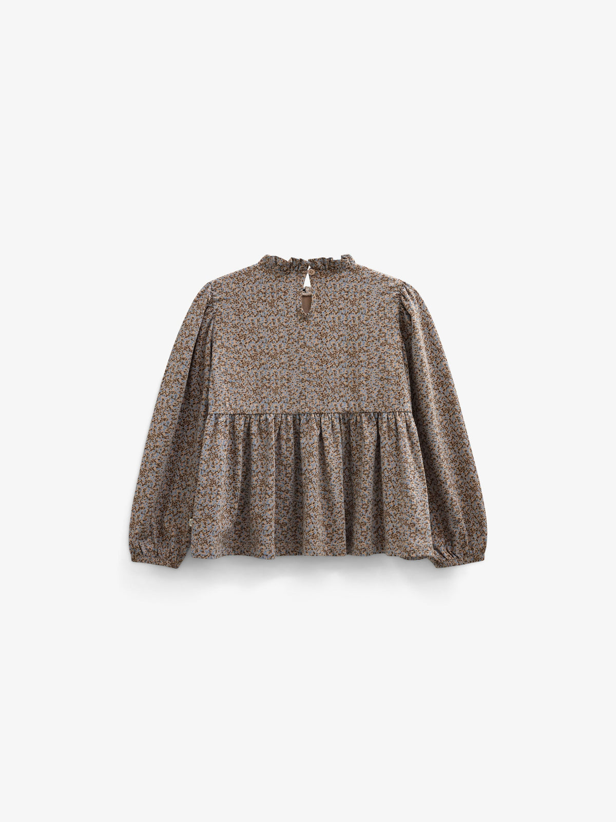 Småblomstret jerseybluse med peplum Kids - Blue/Brown | 101541 Heidi