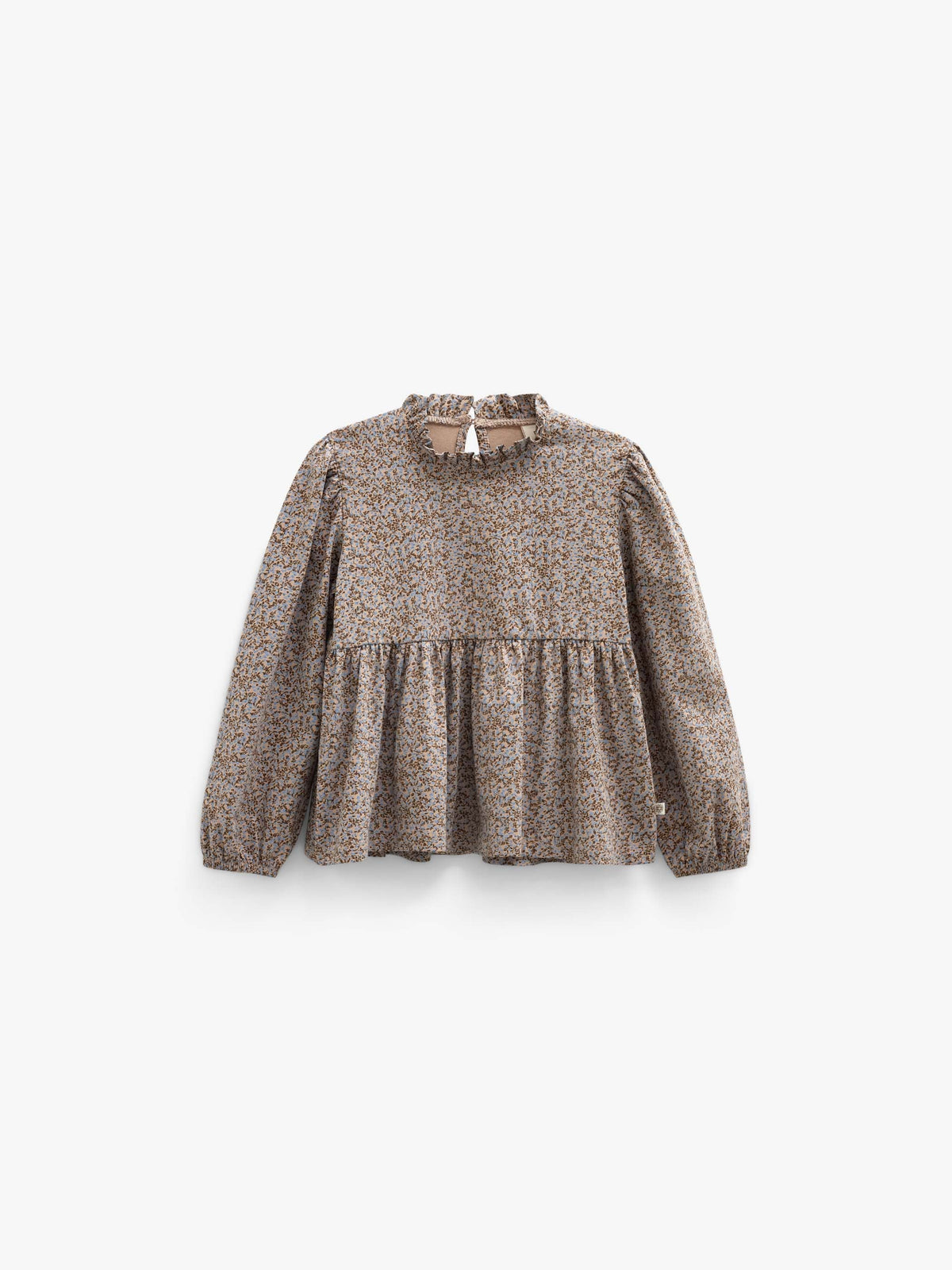 Småblomstret jerseybluse med peplum Kids - Blue/Brown | 101541 Heidi