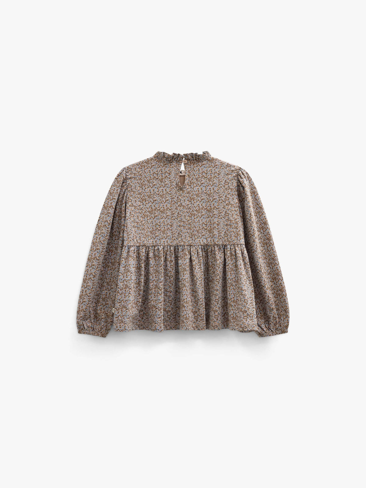 Småblomstret jerseybluse med peplum Kids - Blue/Brown | 101541 Heidi