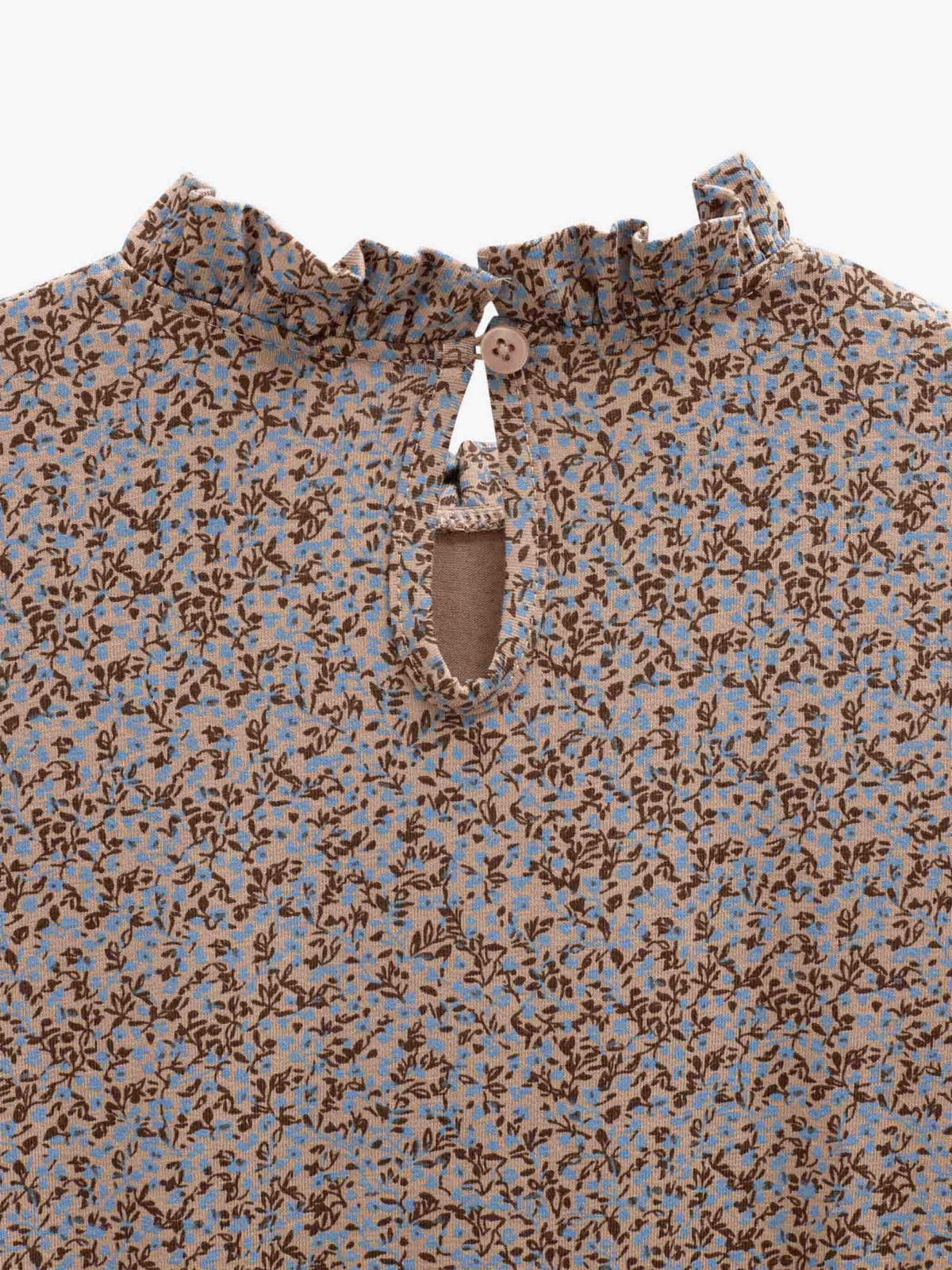Småblomstret jerseybluse med peplum Kids - Blue/Brown | 101541 Heidi