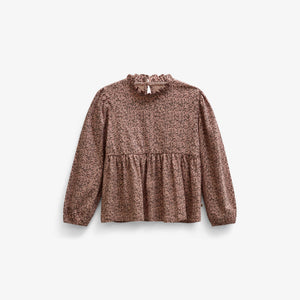 Småblomstret jerseybluse med peplum Kids - Rose/Bordeaux | 101543 Heidi