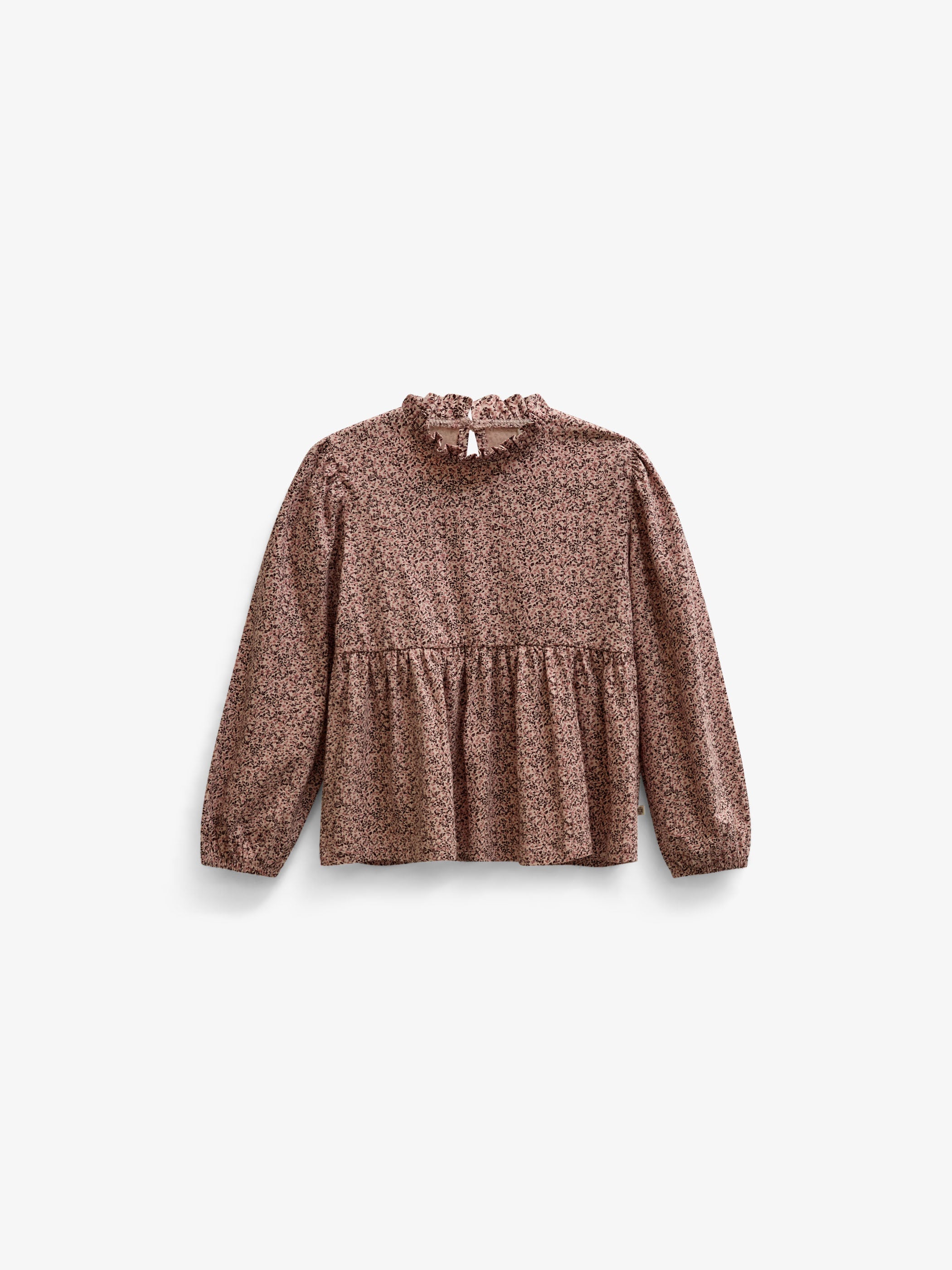 Småblomstret jerseybluse med peplum Tween - Rose/Bordeaux | 101544 Heidi