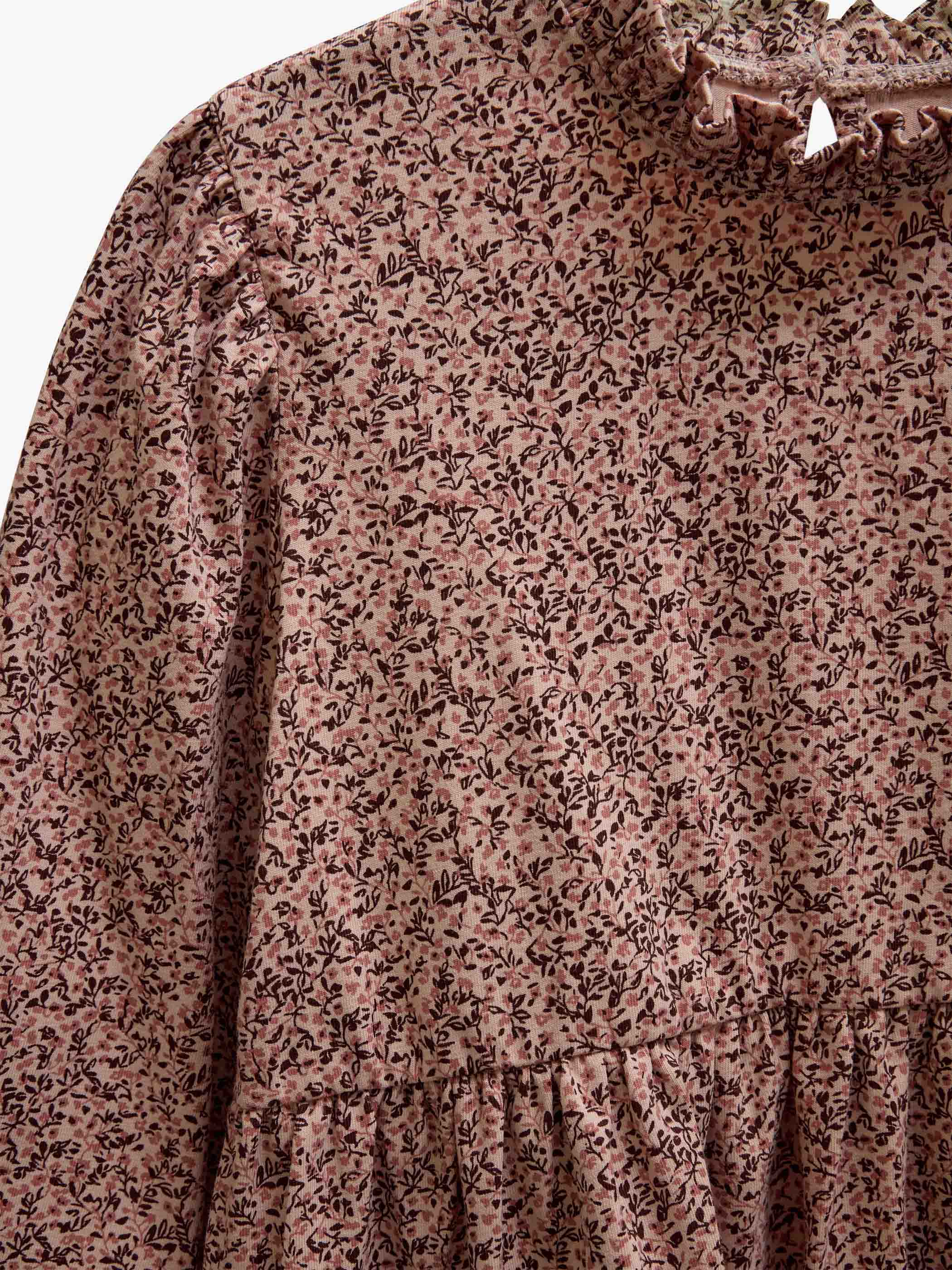Småblomstret jerseybluse med peplum Tween - Rose/Bordeaux | 101544 Heidi