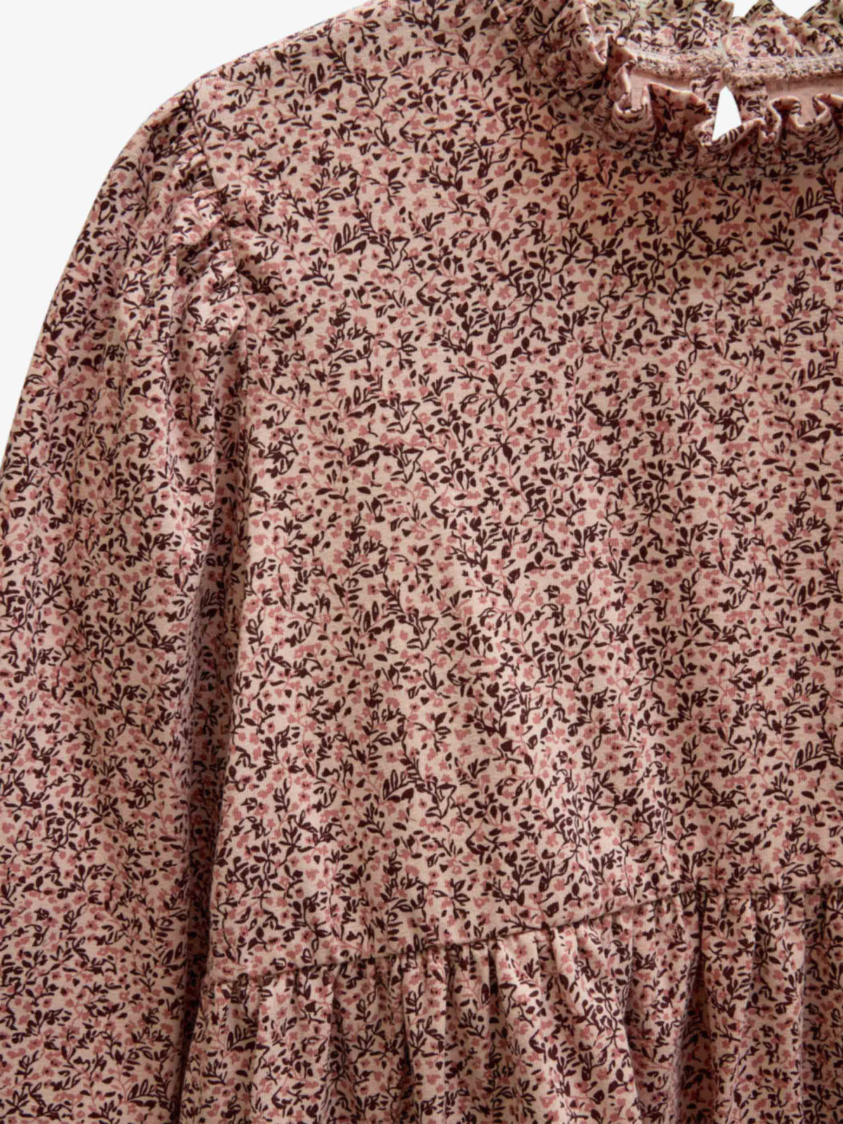 Småblomstret jerseybluse med peplum Kids - Rose/Bordeaux | 101543 Heidi