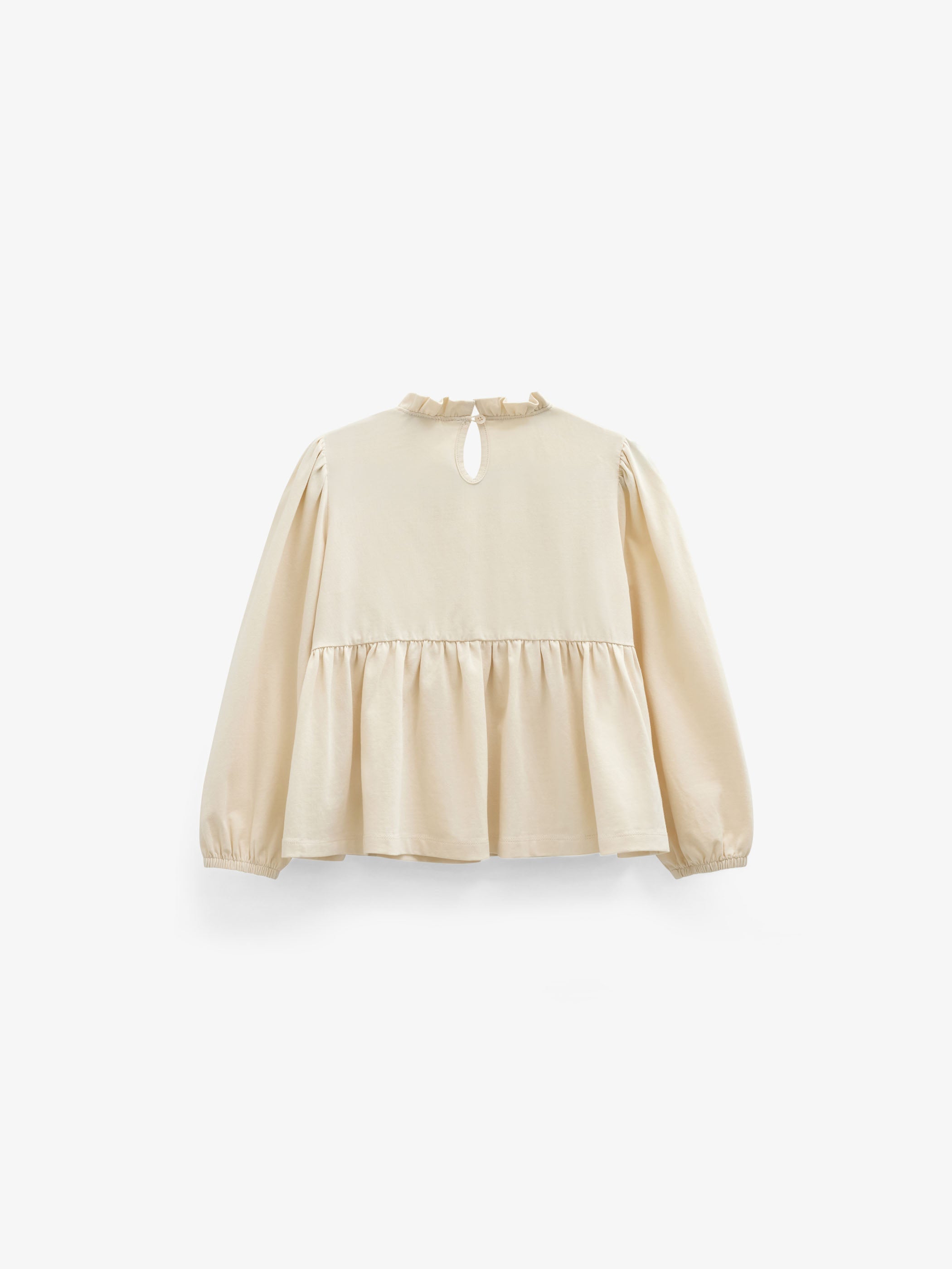Ensfarvet jerseybluse med peplum Tween - Offwhite | 101546 Heidi