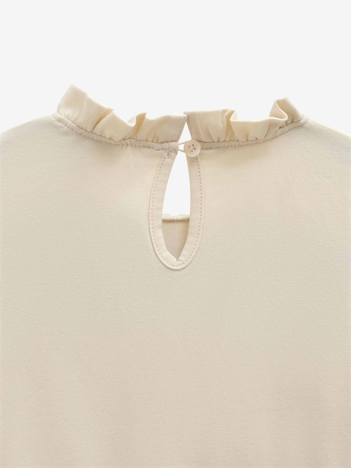 Ensfarvet jerseybluse med peplum Tween - Offwhite | 101546 Heidi
