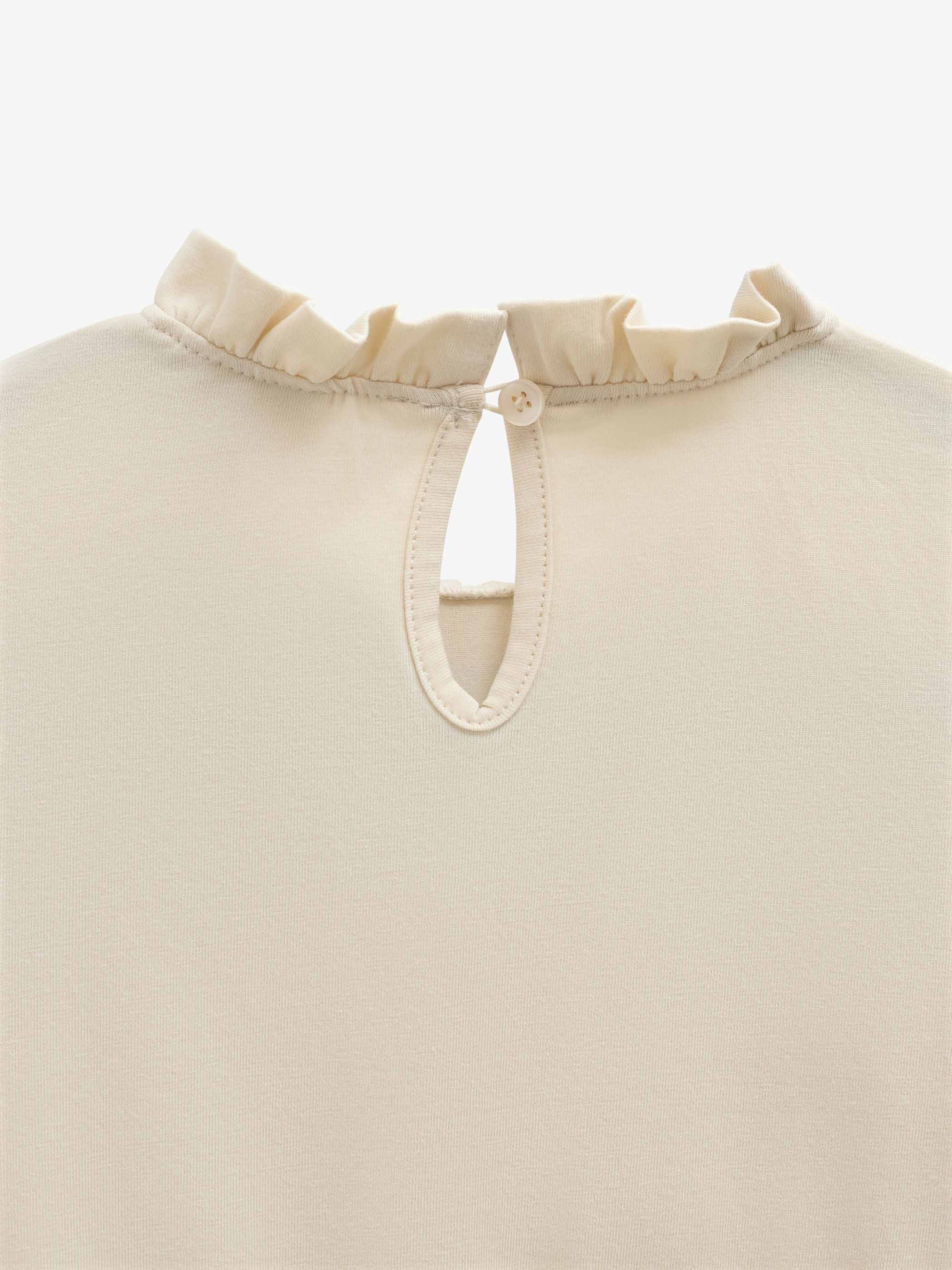 Ensfarvet jerseybluse med peplum Kids - Offwhite | 101545 Heidi