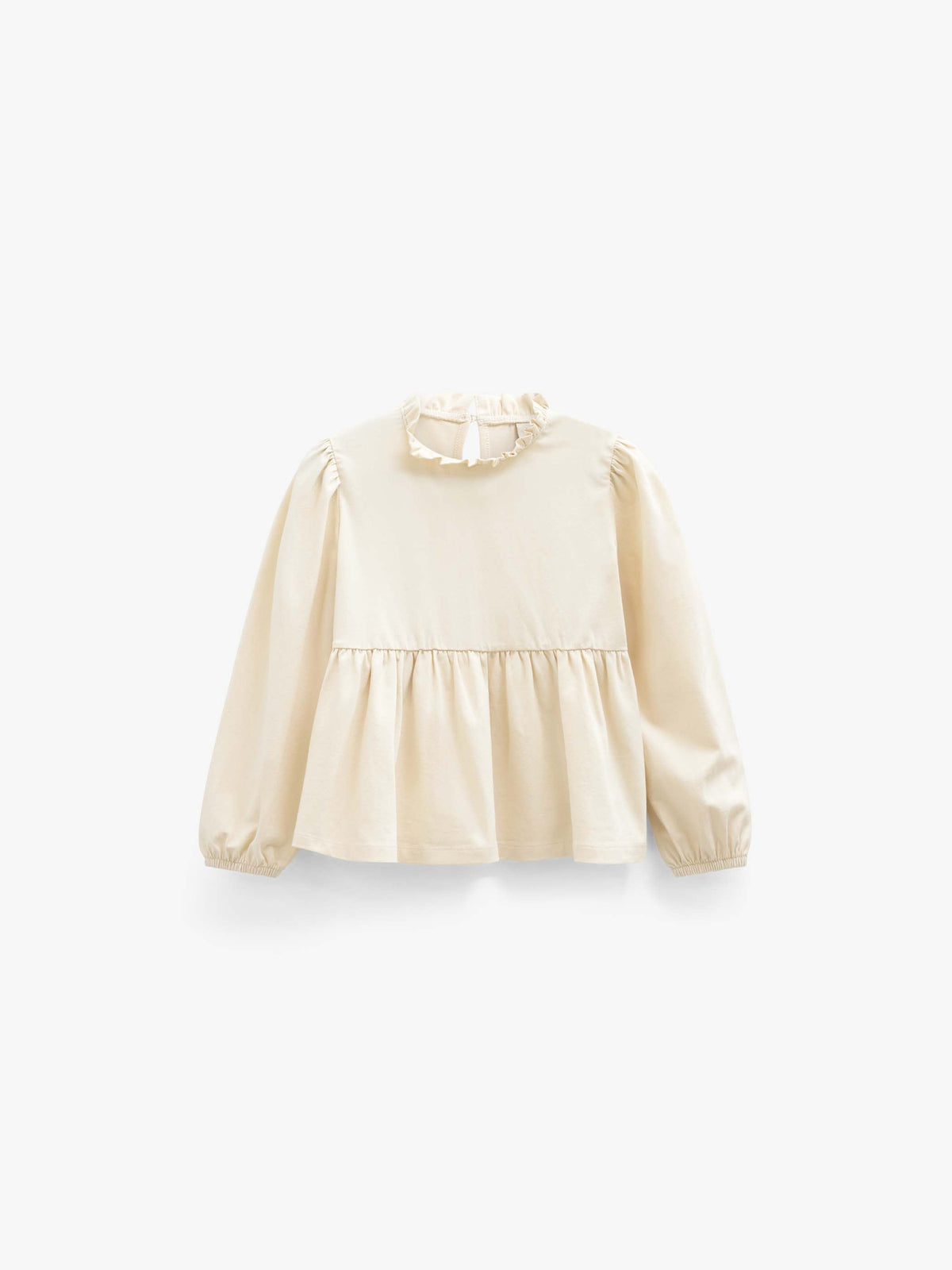 Ensfarvet jerseybluse med peplum Kids - Offwhite | 101545 Heidi
