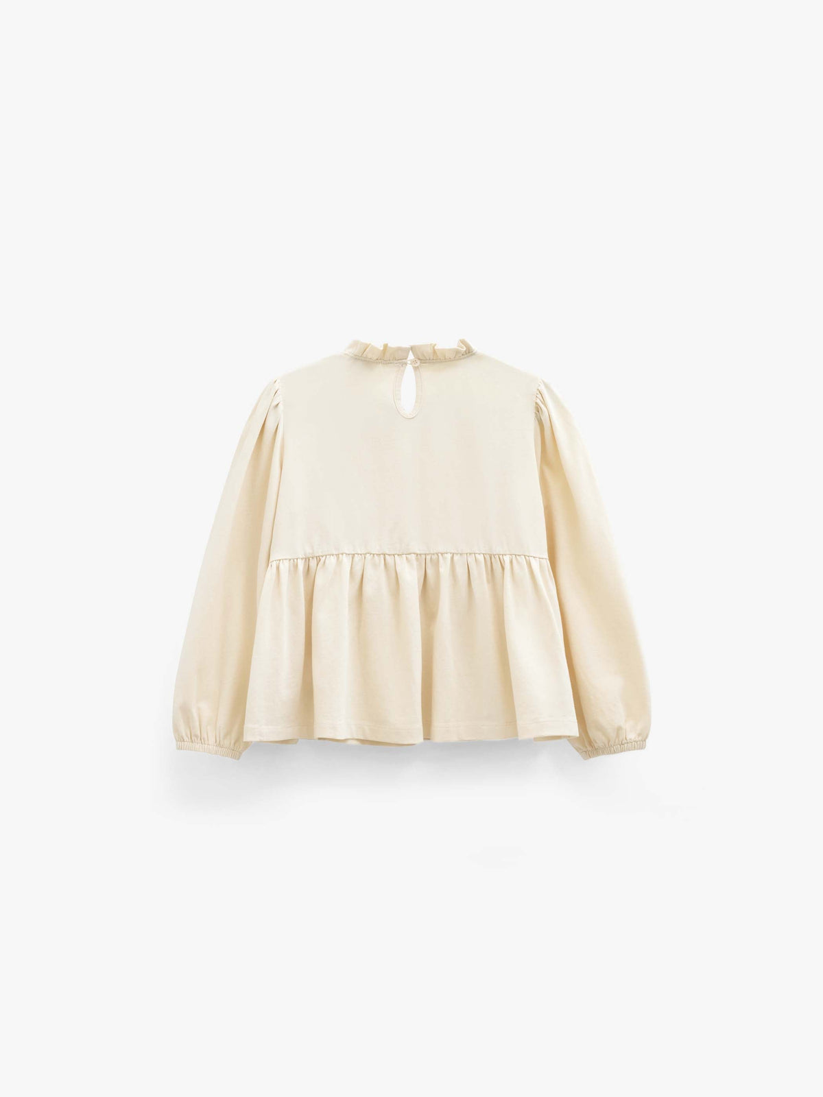 Ensfarvet jerseybluse med peplum Tween - Offwhite | 101546 Heidi