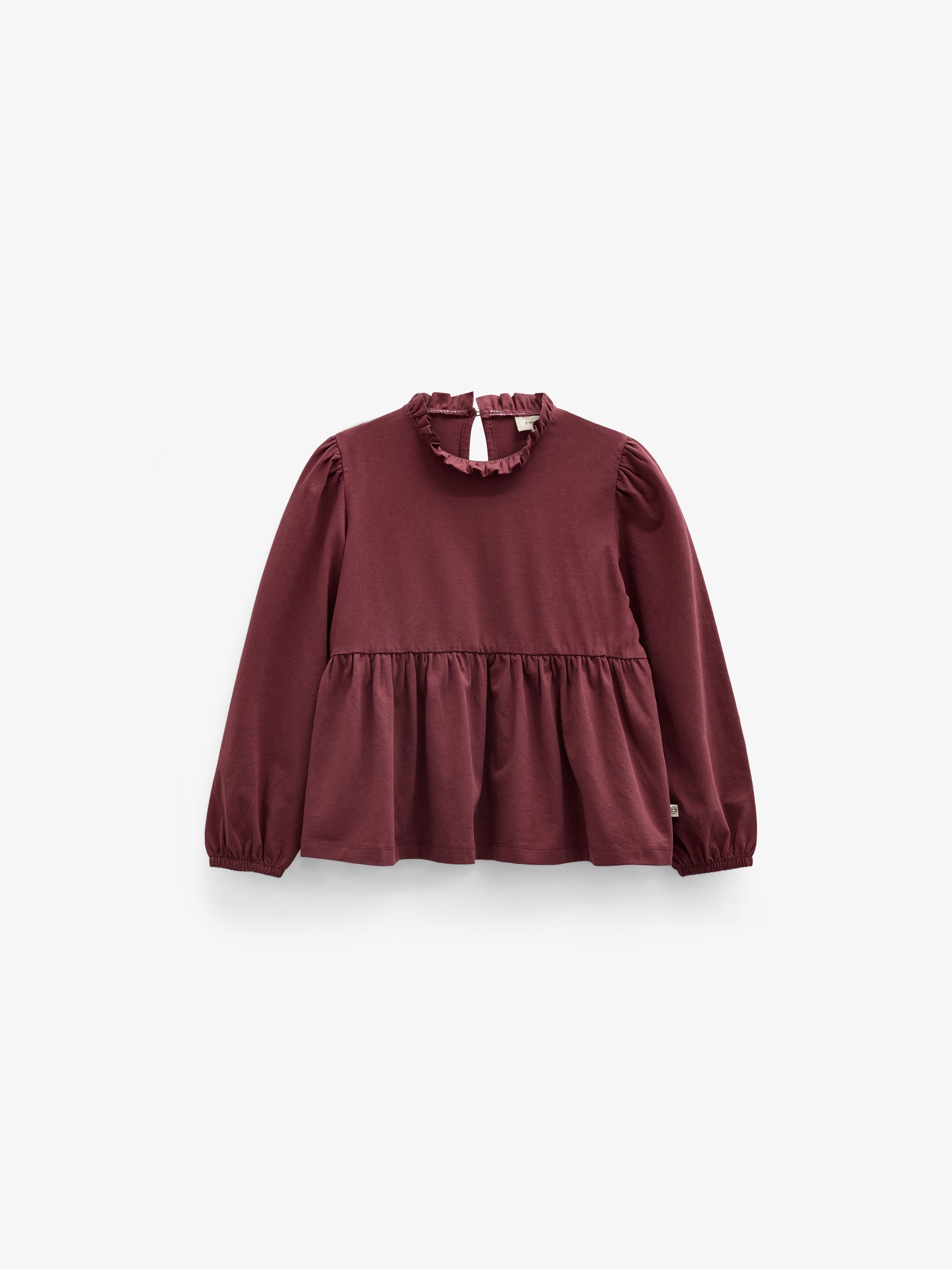 Ensfarvet jerseybluse med peplum Tween - Bordeaux | 101548 Heidi