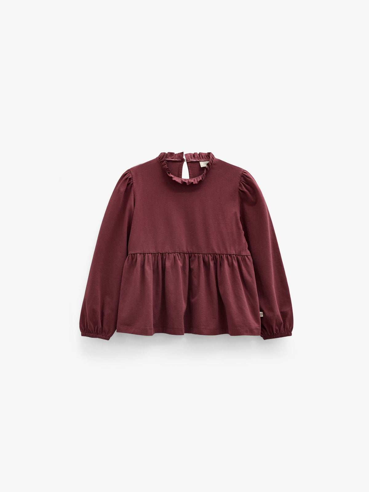 Ensfarvet jerseybluse med peplum Kids - Bordeaux | 101547 Heidi