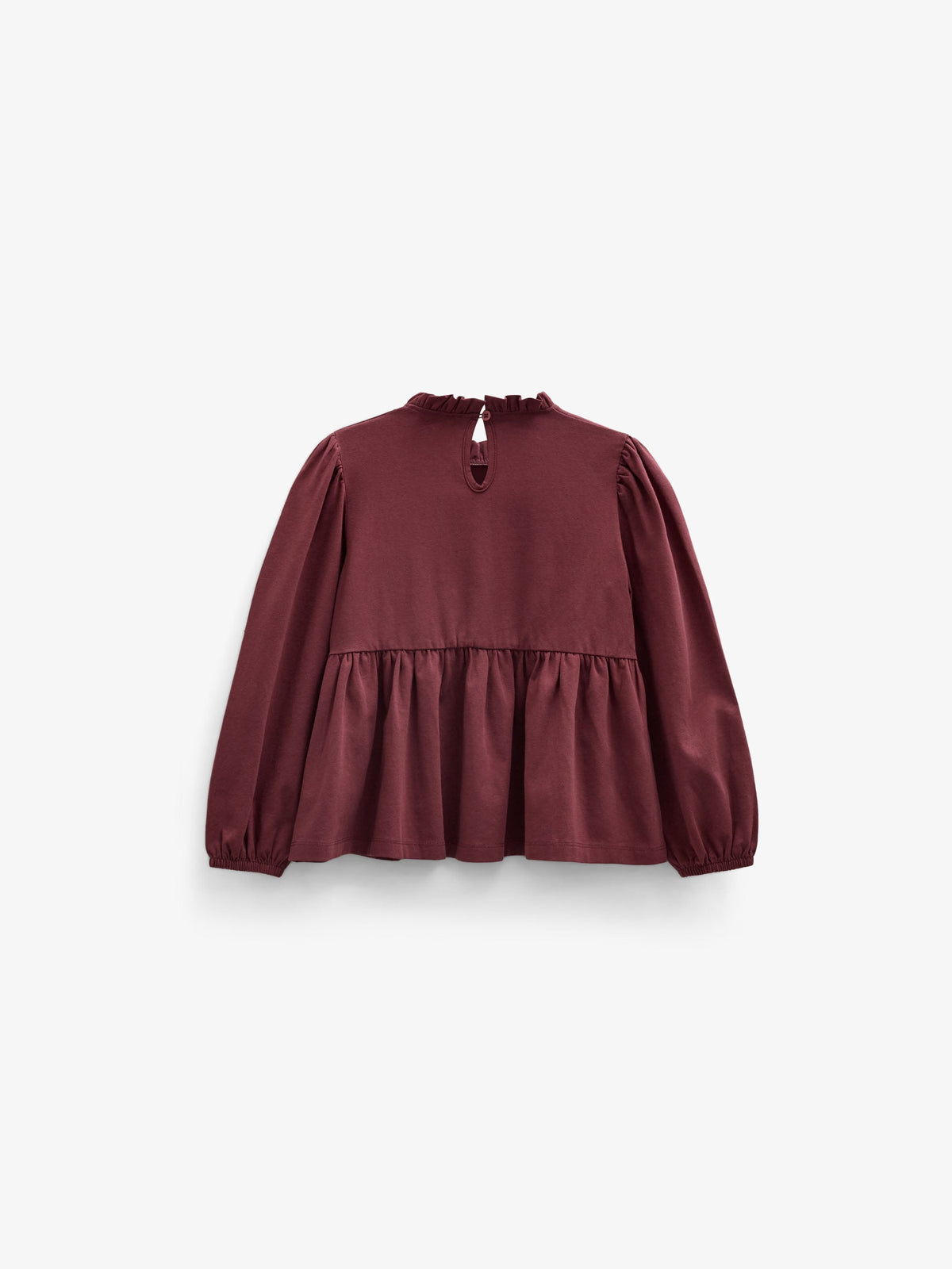 Ensfarvet jerseybluse med peplum Tween - Bordeaux | 101548 Heidi