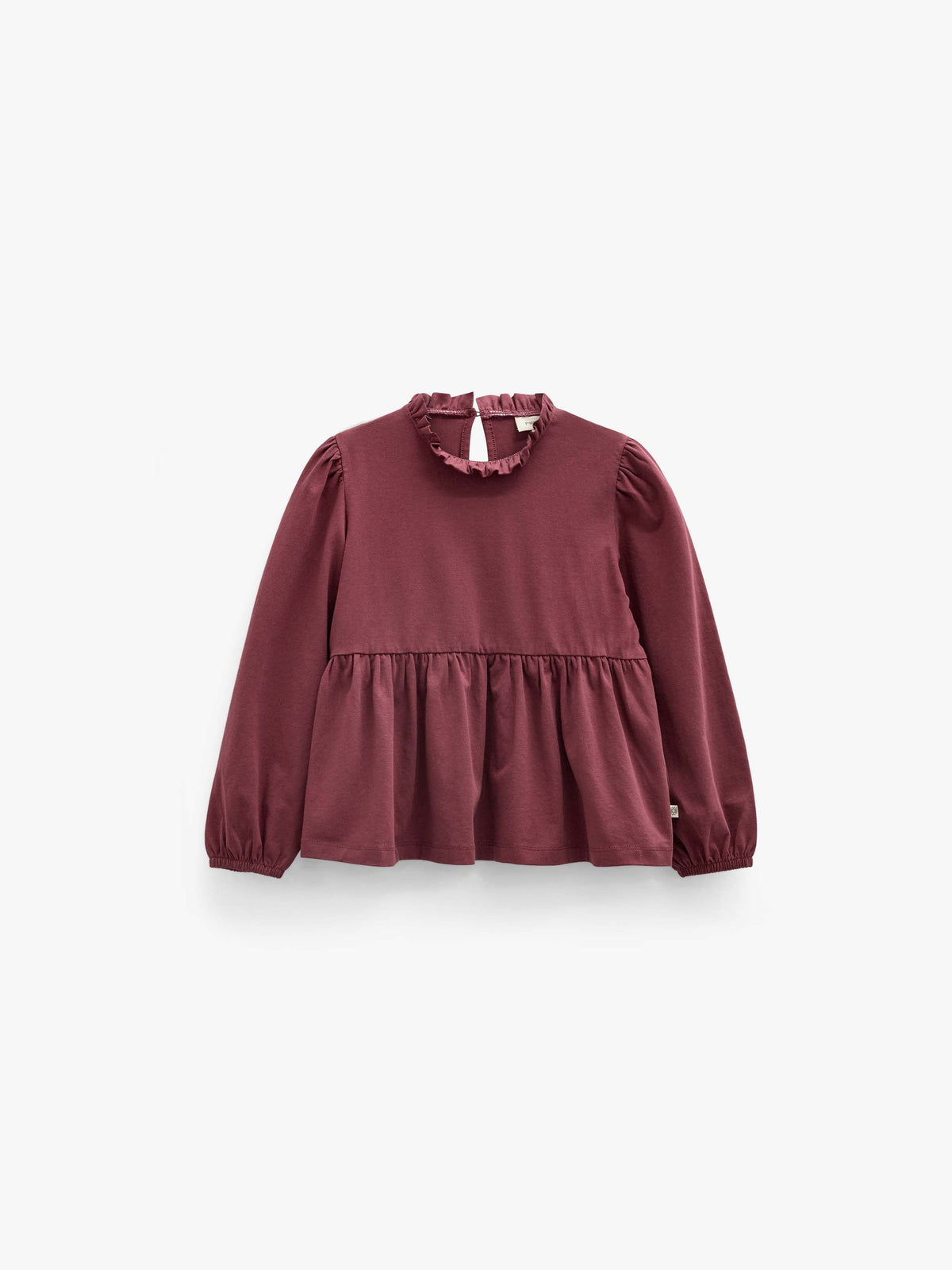 Ensfarvet jerseybluse med peplum Tween - Bordeaux | 101548 Heidi
