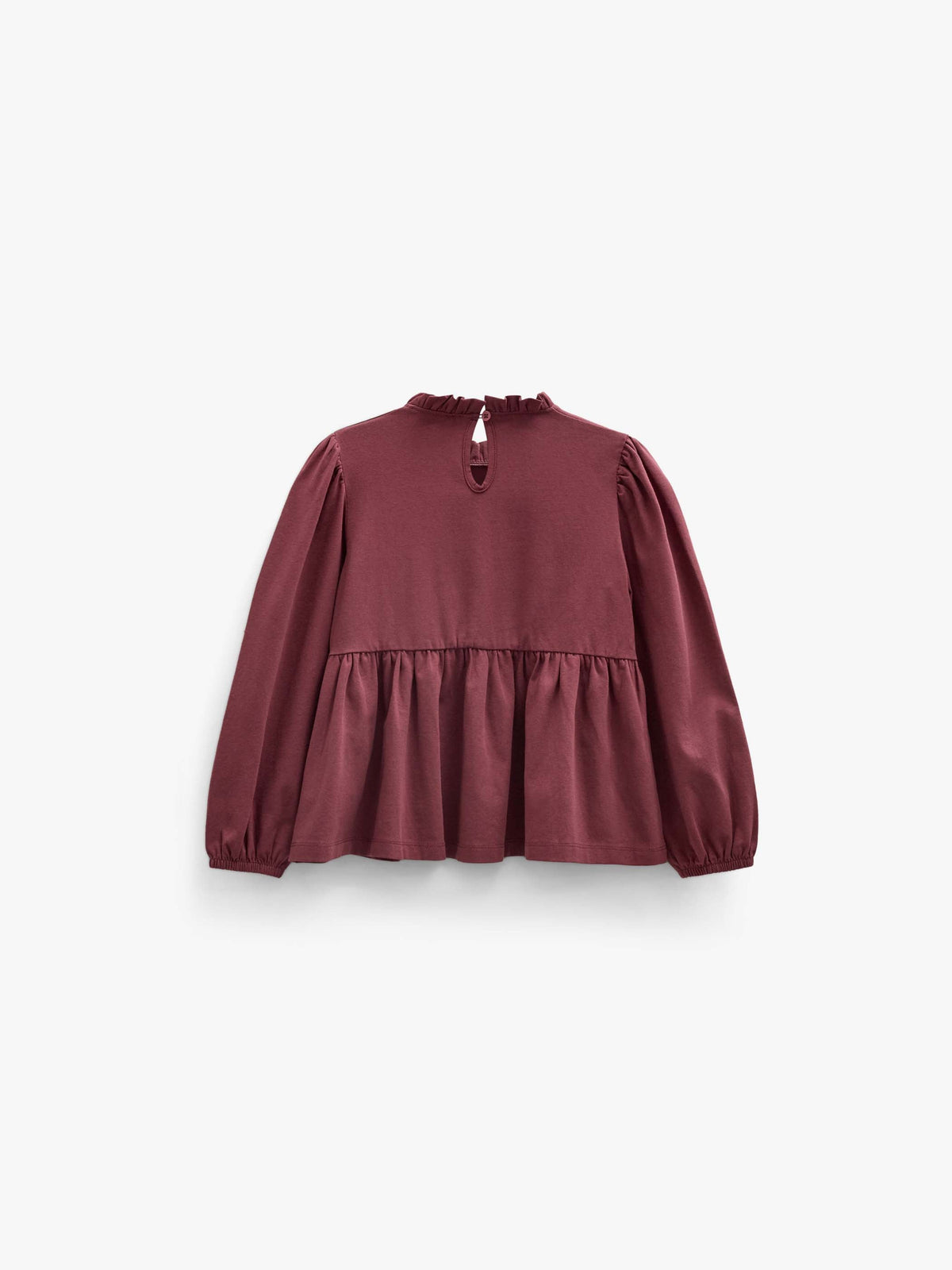Ensfarvet jerseybluse med peplum Tween - Bordeaux | 101548 Heidi