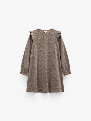 Småblomstret jerseykjole Tween - Blue/Brown | 101554 Heidi