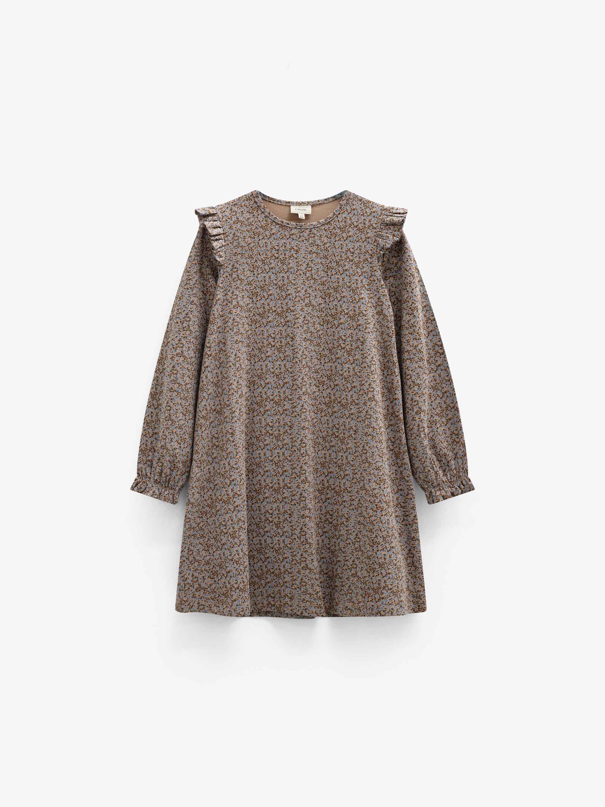 Småblomstret jerseykjole Tween - Blue/Brown | 101554 Heidi