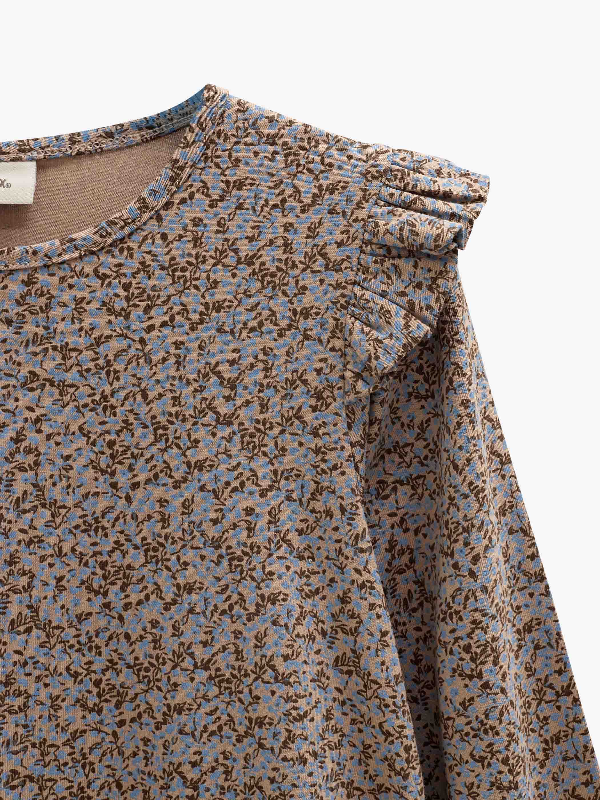 Småblomstret jerseykjole Tween - Blue/Brown | 101554 Heidi