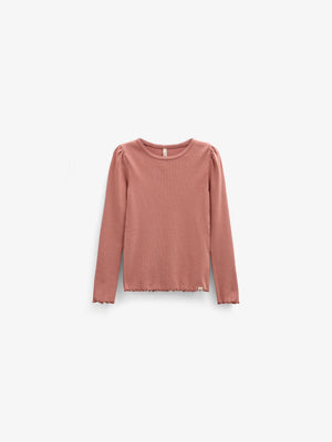 Ribbet langærmet T-shirt i modalblanding Tween - Dusty Rose | 101560 Lottie