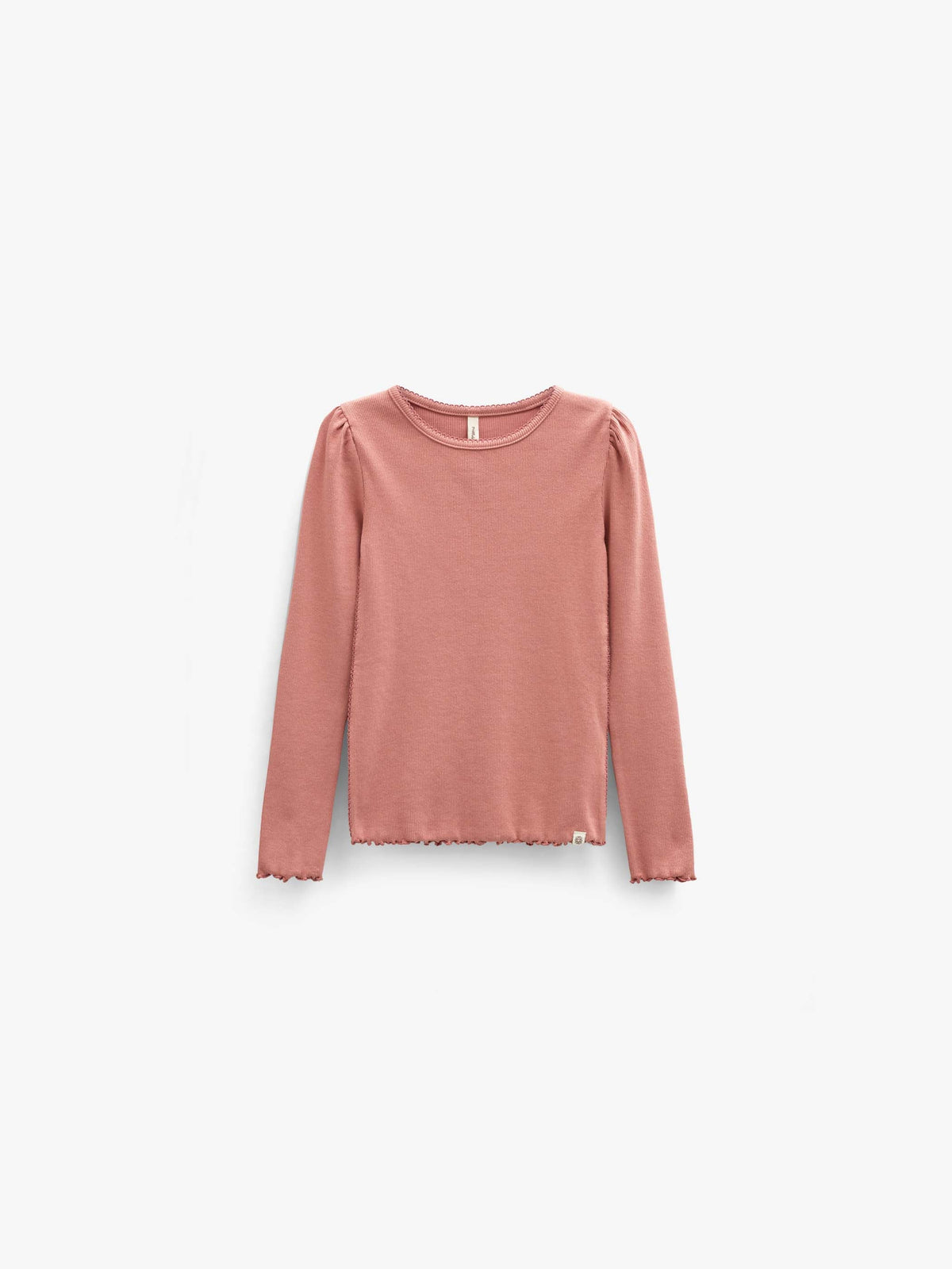 Ribbet langærmet T-shirt i modalblanding Kids - Dusty Rose | 101559 Lottie