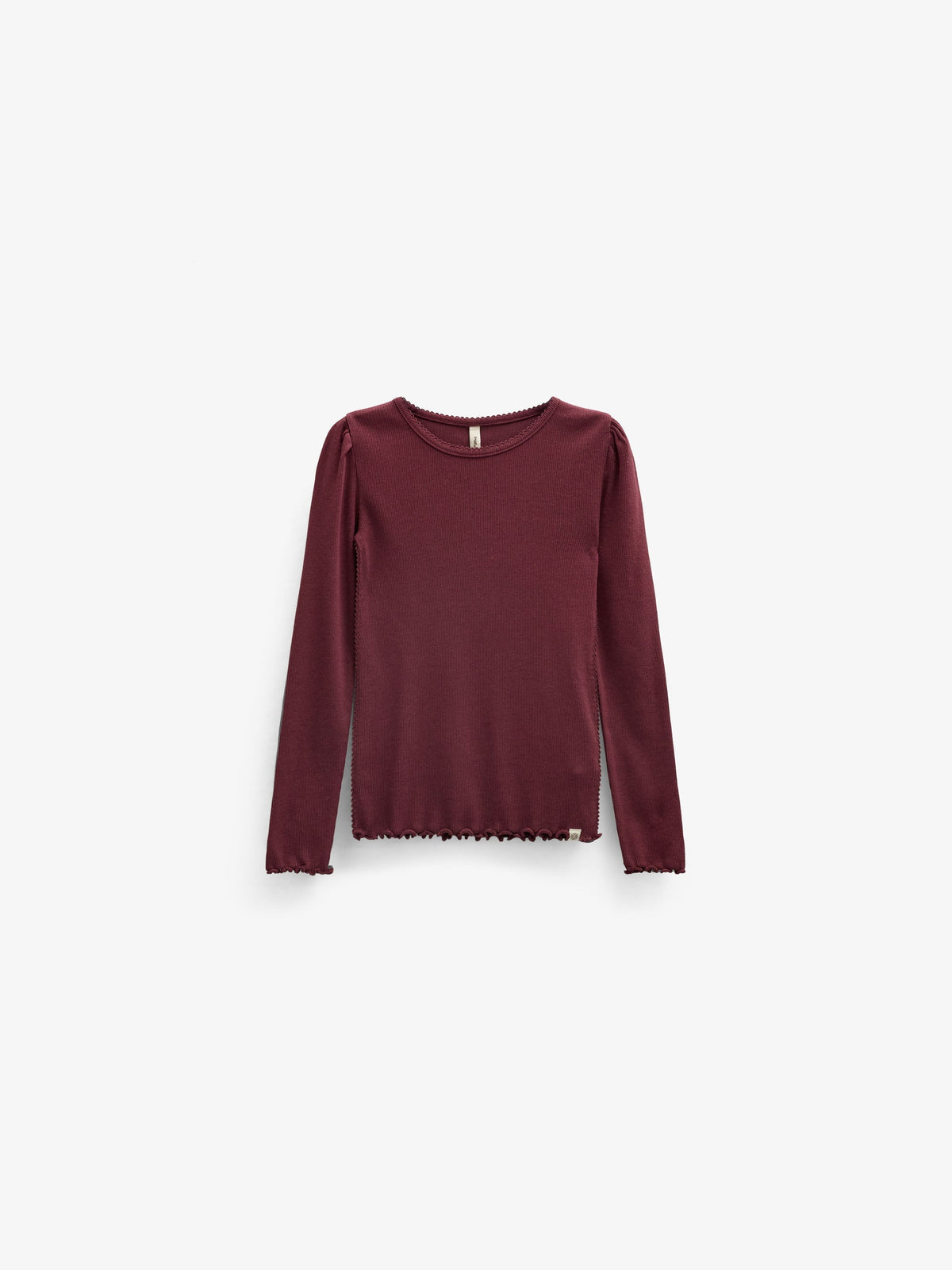 Ribbet langærmet T-shirt i modalblanding Tween - Bordeaux | 101562 Lottie