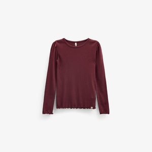 Ribbet langærmet T-shirt i modalblanding Kids - Bordeaux | 101561 Lottie