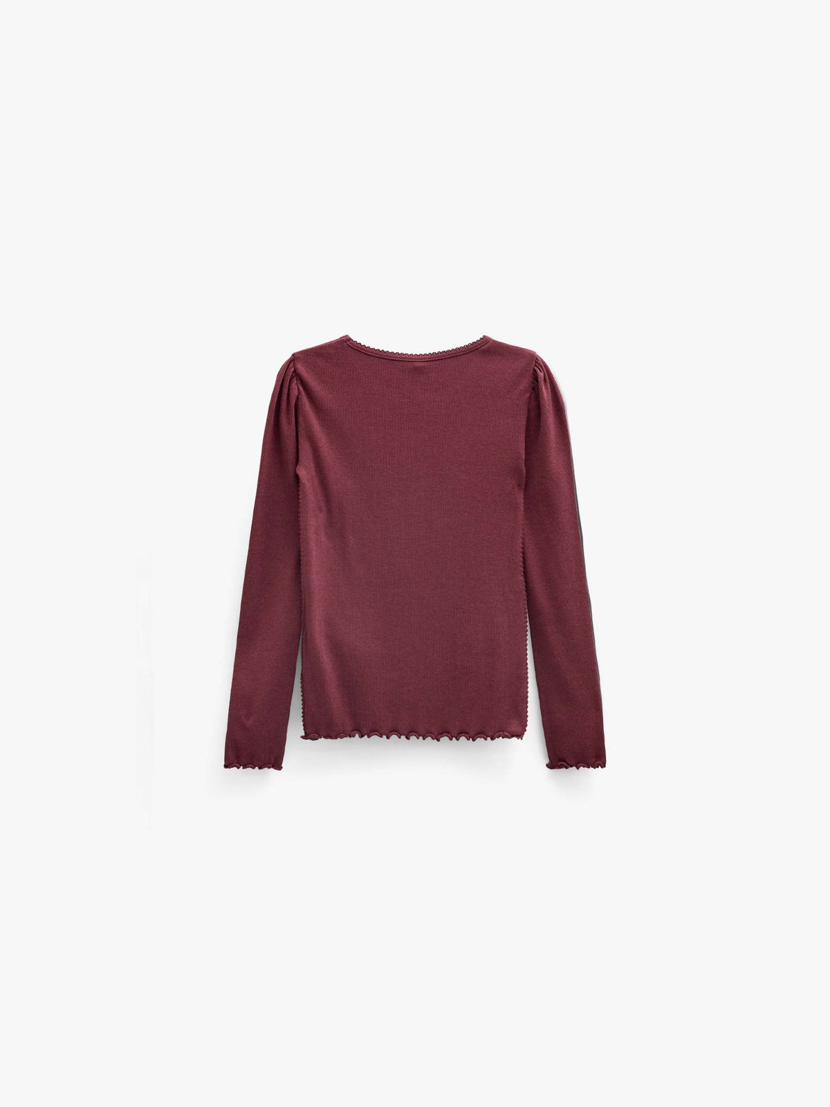 Ribbet langærmet T-shirt i modalblanding Kids - Bordeaux | 101561 Lottie