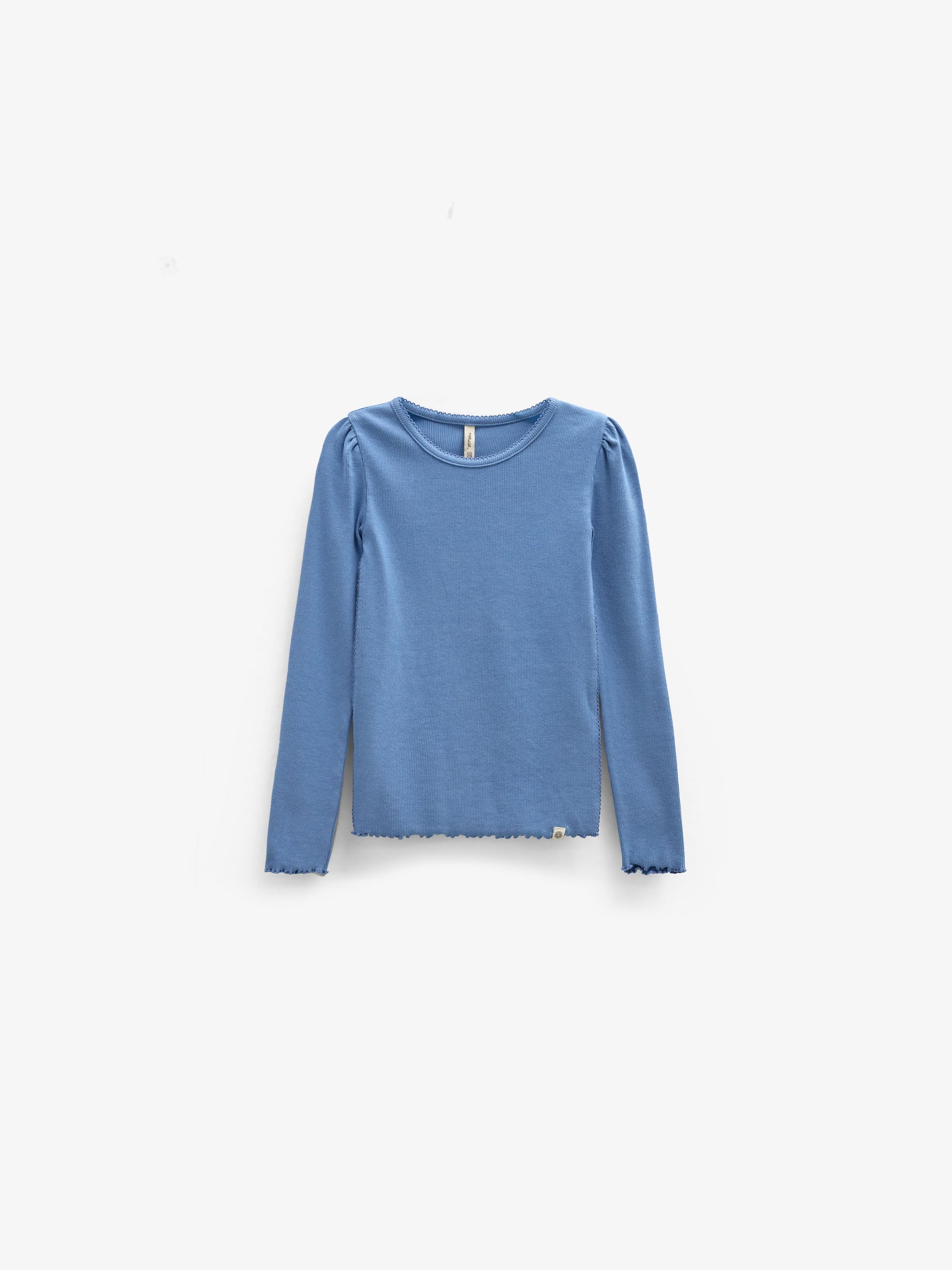 Ribbet langærmet T-shirt i modalblanding Kids - Dusty Blue | 101563 Lottie