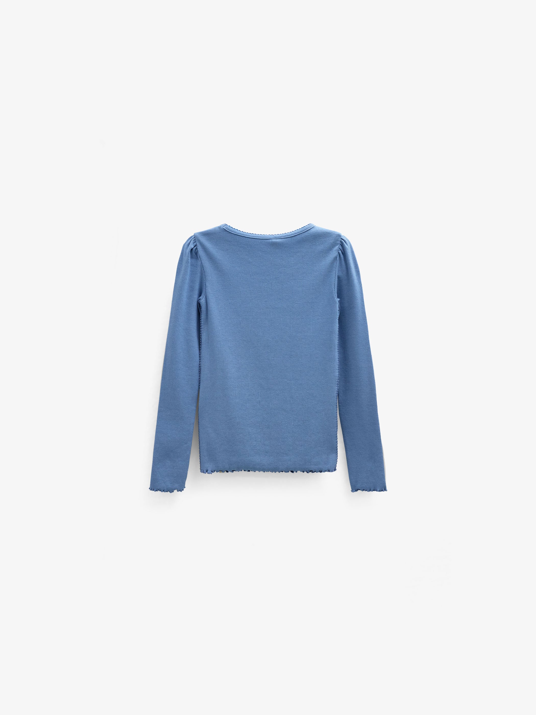 Ribbet langærmet T-shirt i modalblanding Kids - Dusty Blue | 101563 Lottie
