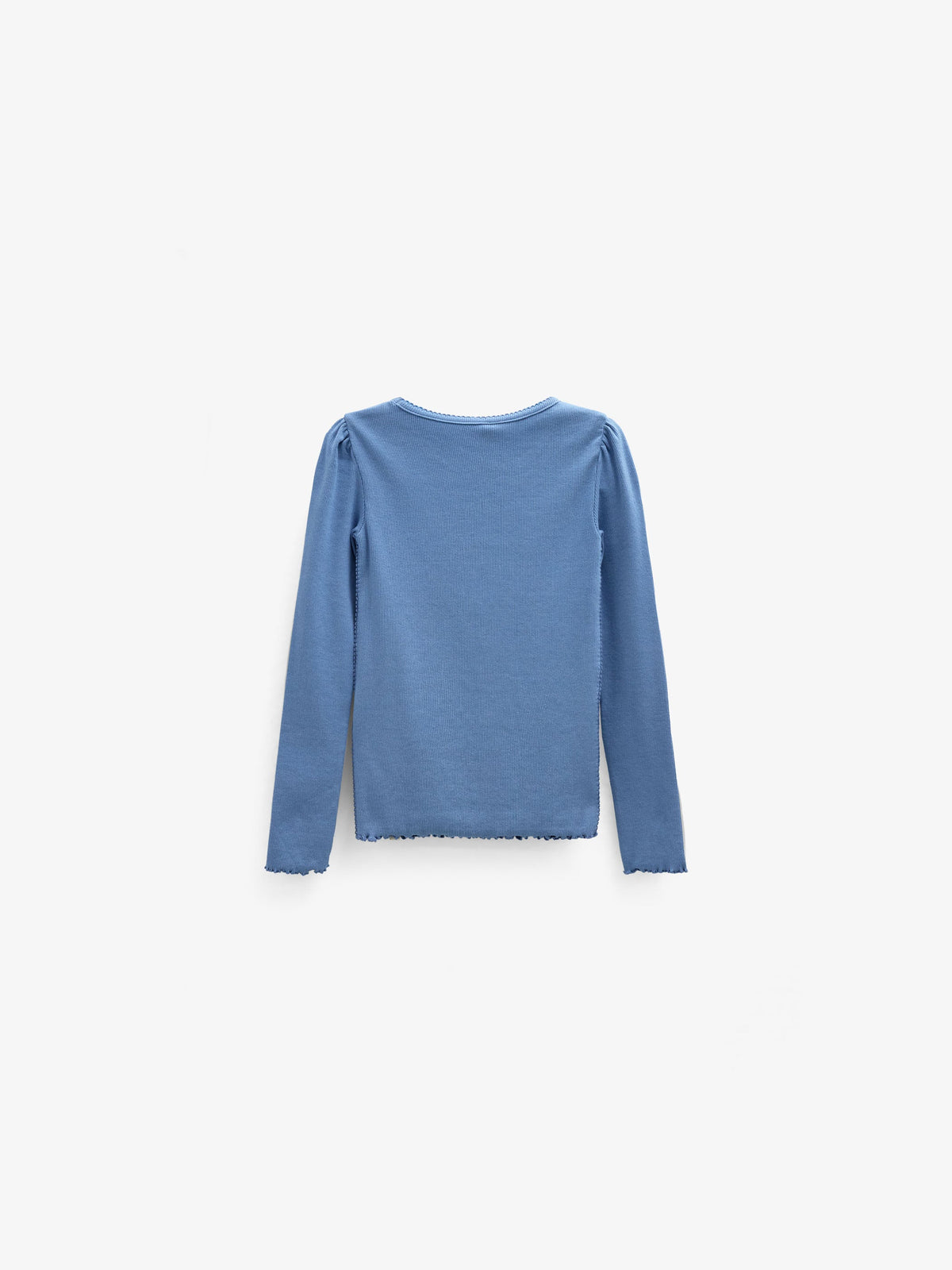 Ribbet langærmet T-shirt i modalblanding Tween - Dusty Blue | 101564 Lottie