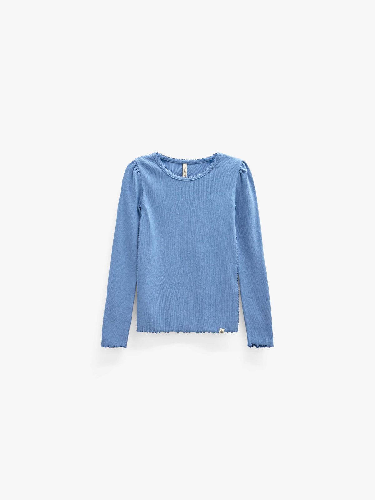 Ribbet langærmet T-shirt i modalblanding Kids - Dusty Blue | 101563 Lottie