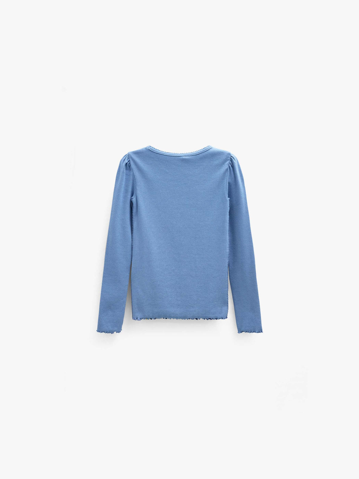 Ribbet langærmet T-shirt i modalblanding Tween - Dusty Blue | 101564 Lottie