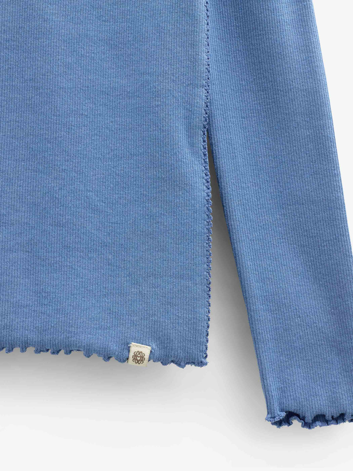 Ribbet langærmet T-shirt i modalblanding Tween - Dusty Blue | 101564 Lottie