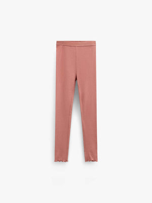 Ribbede leggings i modalblanding Tween - Dusty Rose | 101568 Lottie