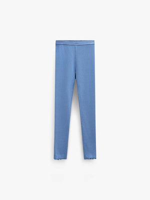 Ribbede leggings i modalblanding Tween - Dusty Blue | 101572 Lottie