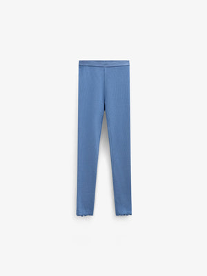 Ribbede leggings i modalblanding Tween - Dusty Blue | 101572 Lottie
