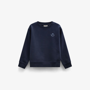 Rundhalset sweatshirt med smiley broderi Tween - Navy | 101574 Andrew
