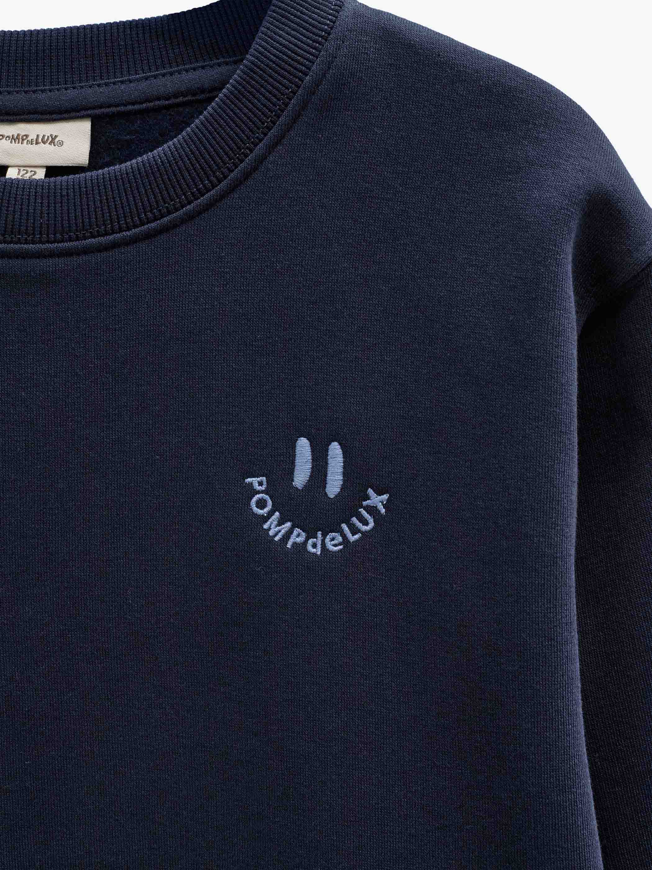 Rundhalset sweatshirt med smiley broderi Tween - Navy | 101574 Andrew