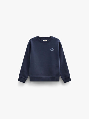 Rundhalset sweatshirt med smiley broderi Kids - Navy | 101573 Andrew