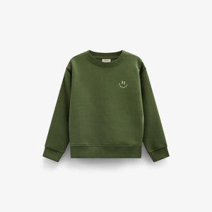 Rundhalset sweatshirt med smiley broderi Tween - Moss Green | 101576 Andrew