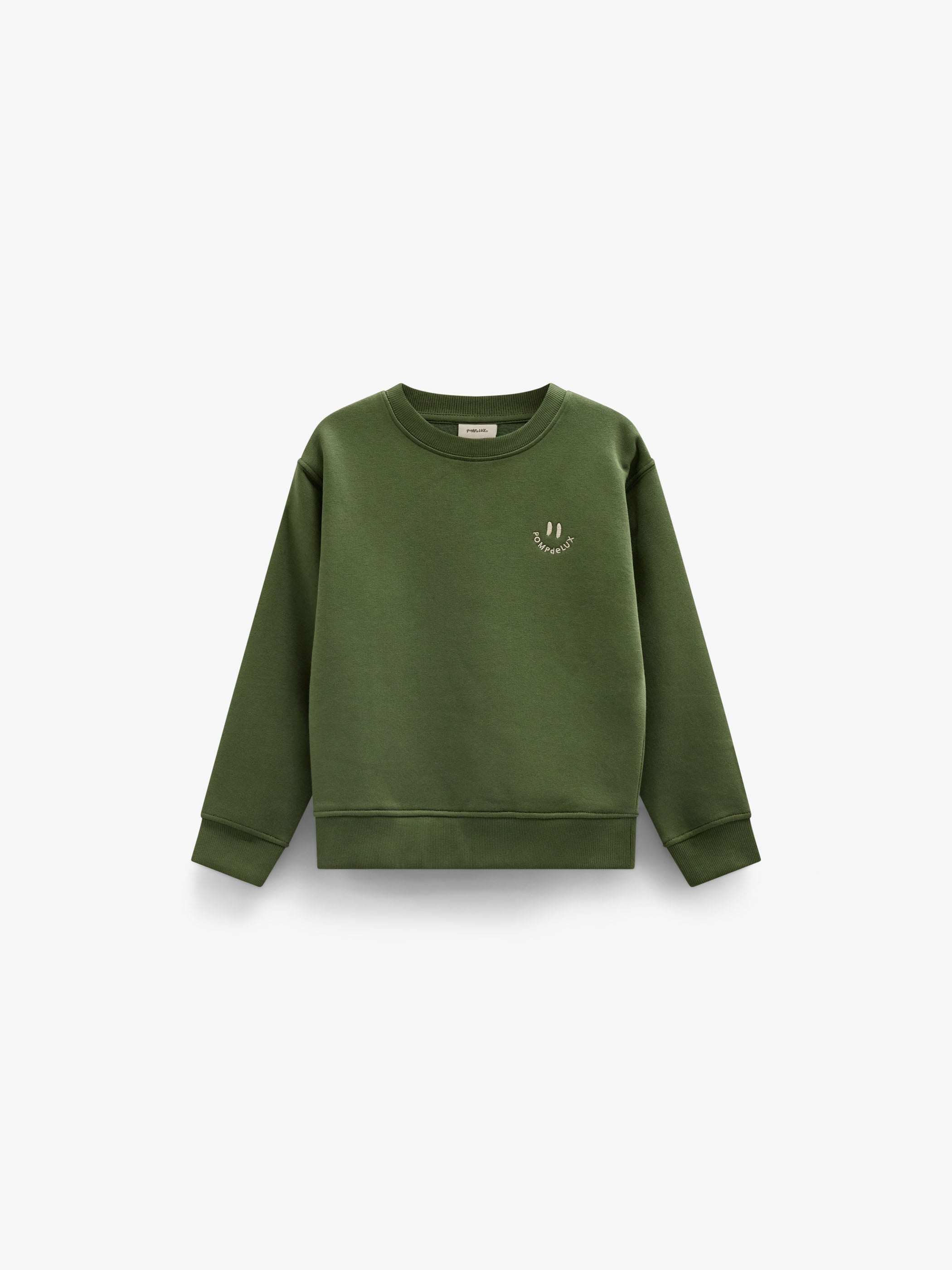 Rundhalset sweatshirt med smiley broderi Tween - Moss Green | 101576 Andrew