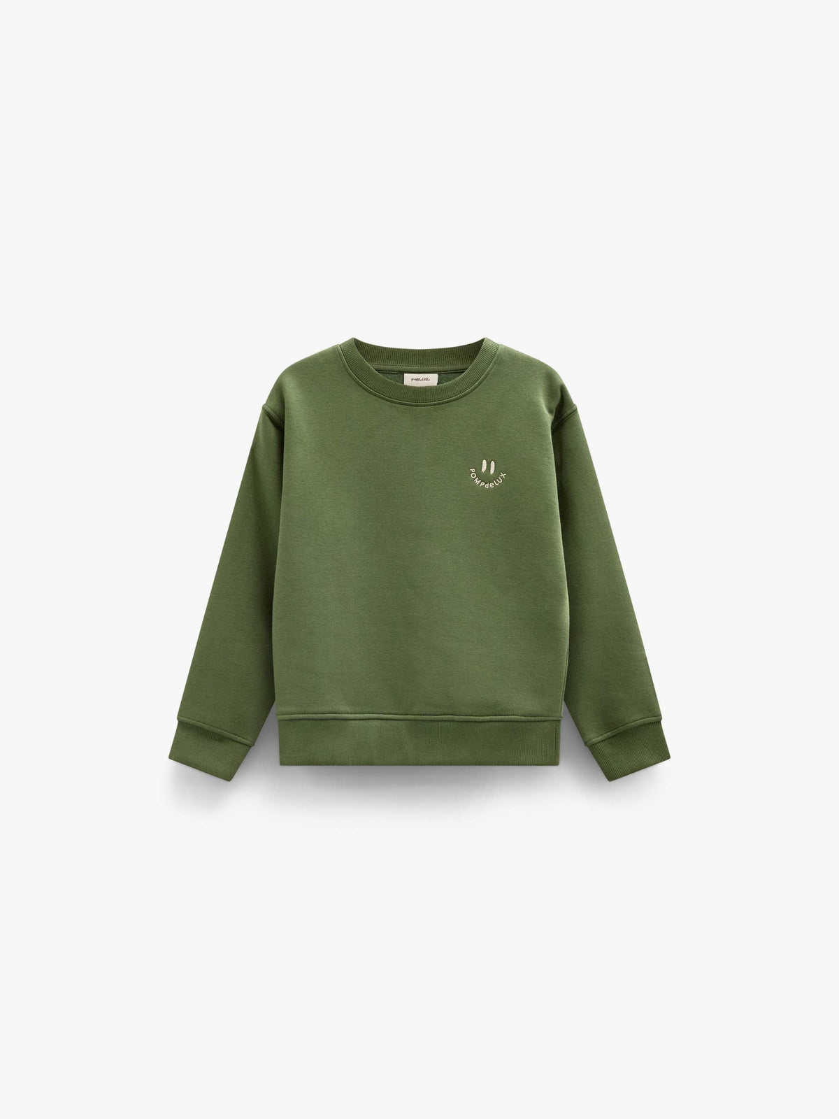 Rundhalset sweatshirt med smiley broderi Tween - Moss Green | 101576 Andrew