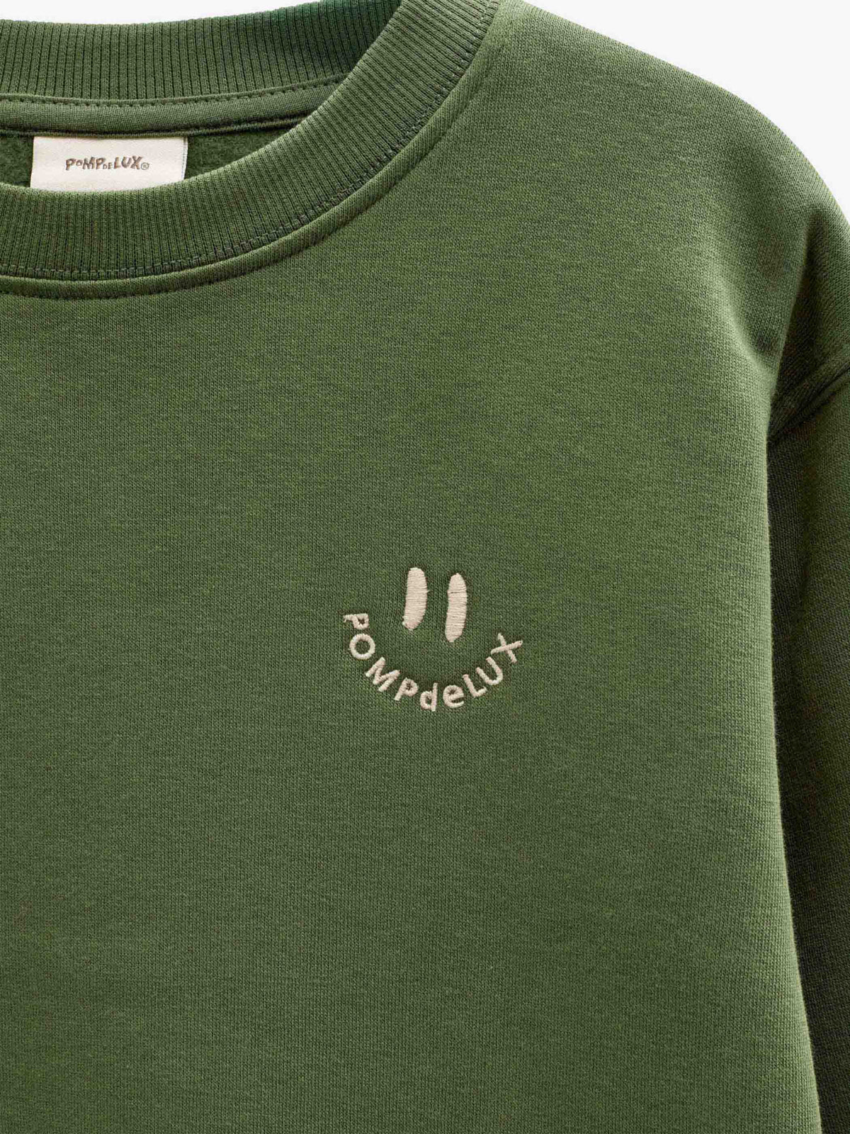 Rundhalset sweatshirt med smiley broderi Kids - Moss Green | 101575 Andrew