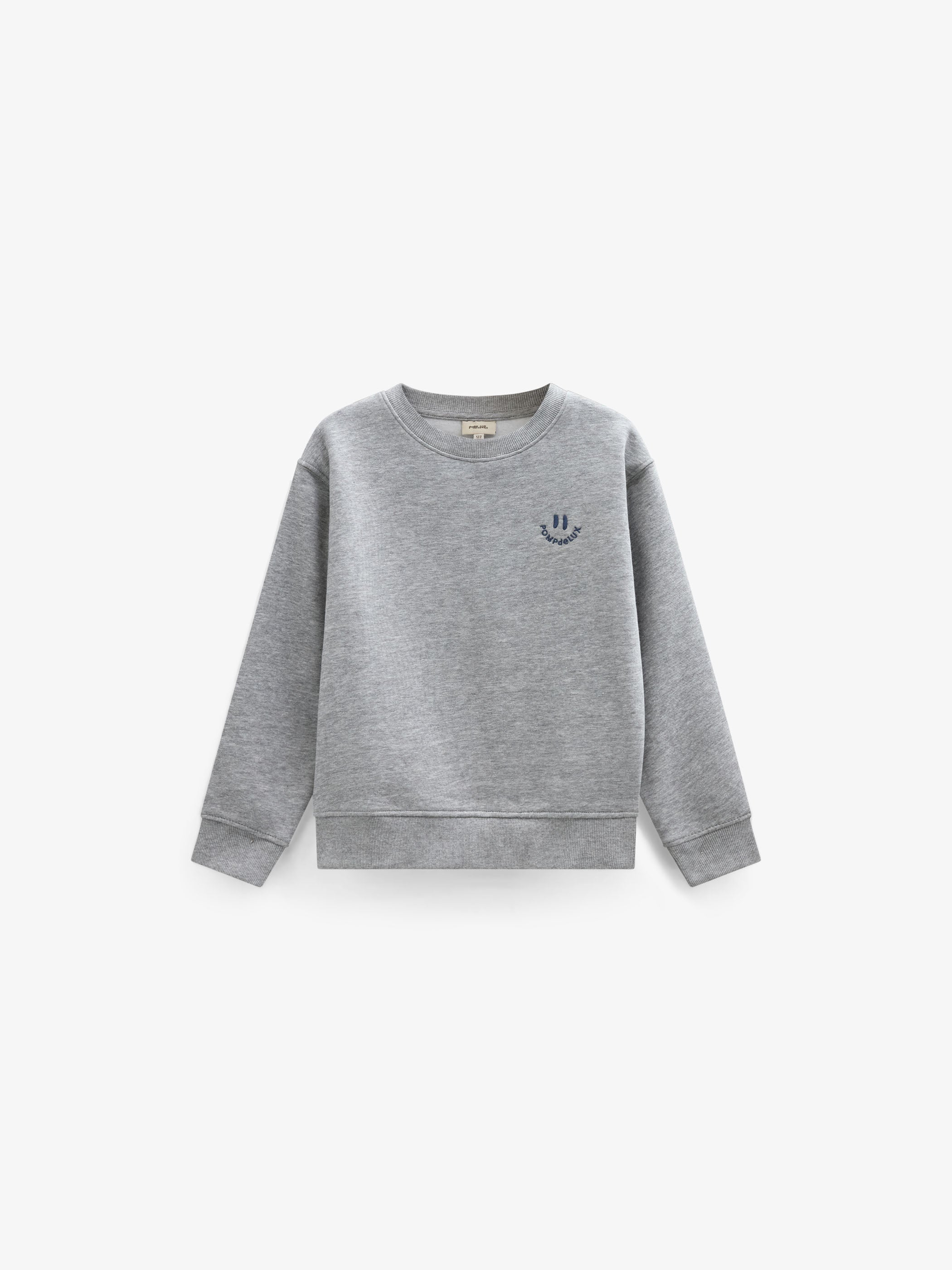 Rundhalset sweatshirt med smiley broderi Kids - Grey Melange | 101577 Andrew