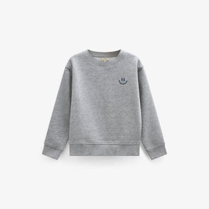 Rundhalset sweatshirt med smiley broderi Tween - Grey Melange | 101578 Andrew