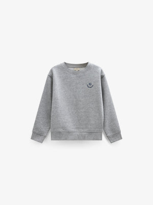 Rundhalset sweatshirt med smiley broderi Tween - Grey Melange | 101578 Andrew