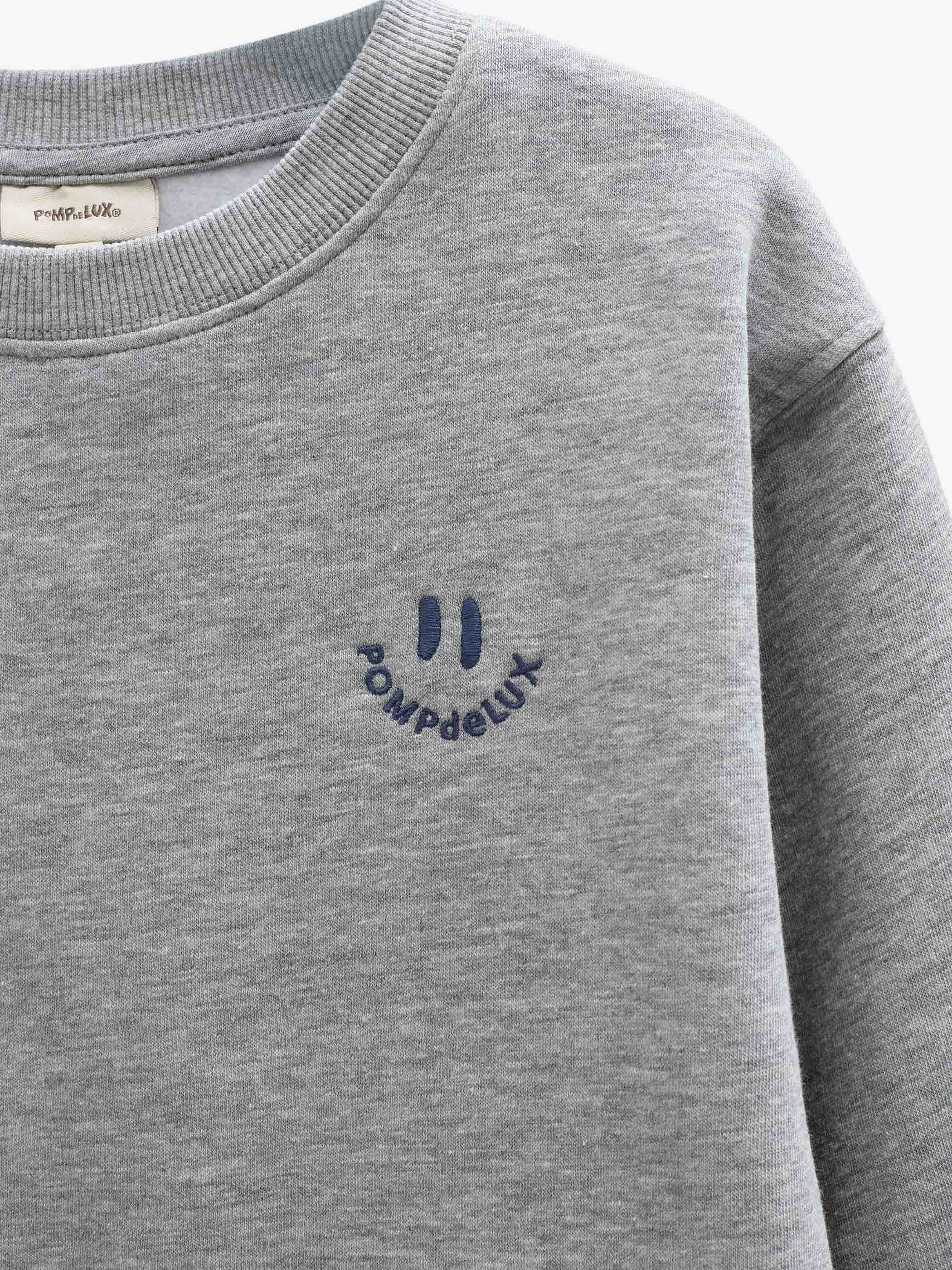 Rundhalset sweatshirt med smiley broderi Kids - Grey Melange | 101577 Andrew