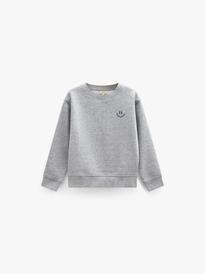 Rundhalset sweatshirt med smiley broderi Kids - Grey Melange | 101577 Andrew