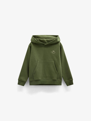 Hoodie med smiley broderi Tween - Moss Green | 101582 Andrew